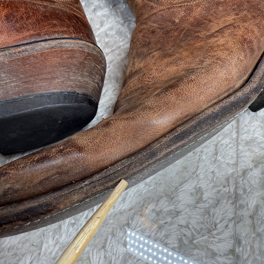 Lucchese Boots Vintage 9.5 B Brown Leather Cowgirl Western Vintage N4766 Rodeo - Picture 13 of 16